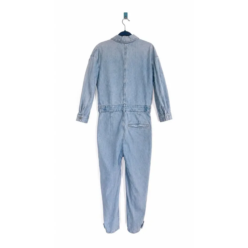 Citizens of Humanity Utility Denim Y2K Jumpsuit Light Wash Zip Front Size M
